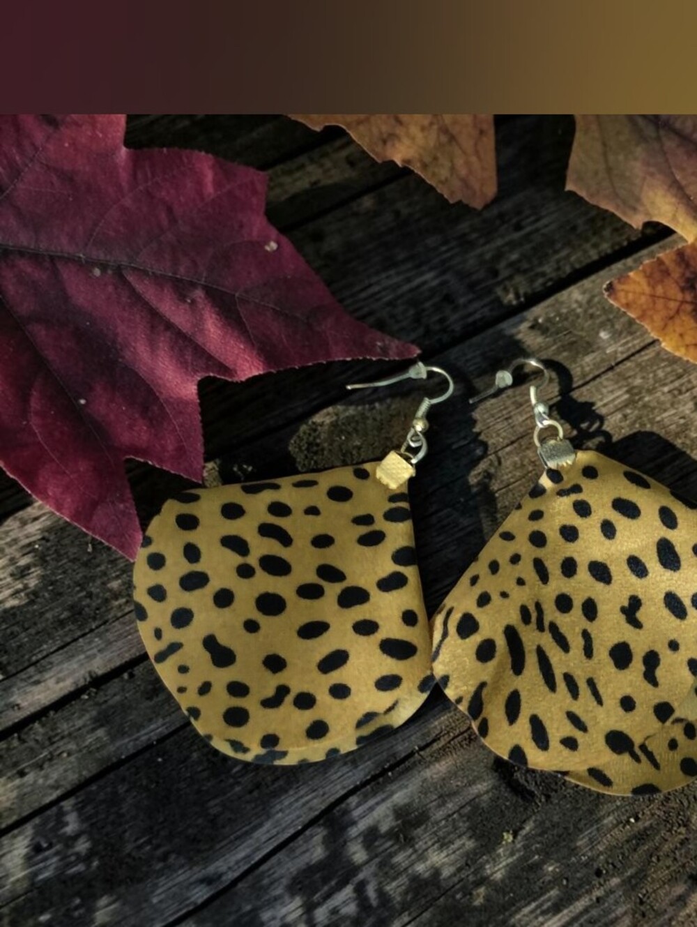 Leopard Print Drop Earrings - Tan and Black